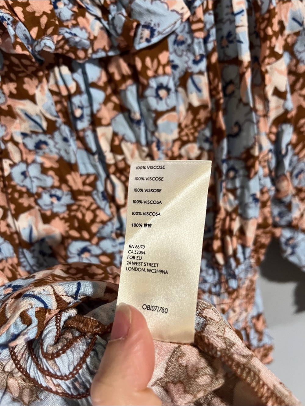 Free People Sweet Memories Brown Blue & Blush Floral Print Ruffle Blouse - Picture 5 of 5
